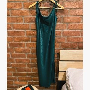 Emerald Green Satin Dress